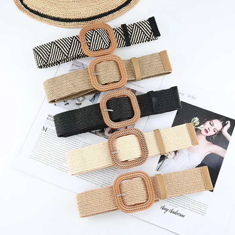 The Woven Straw Skinny Belt
