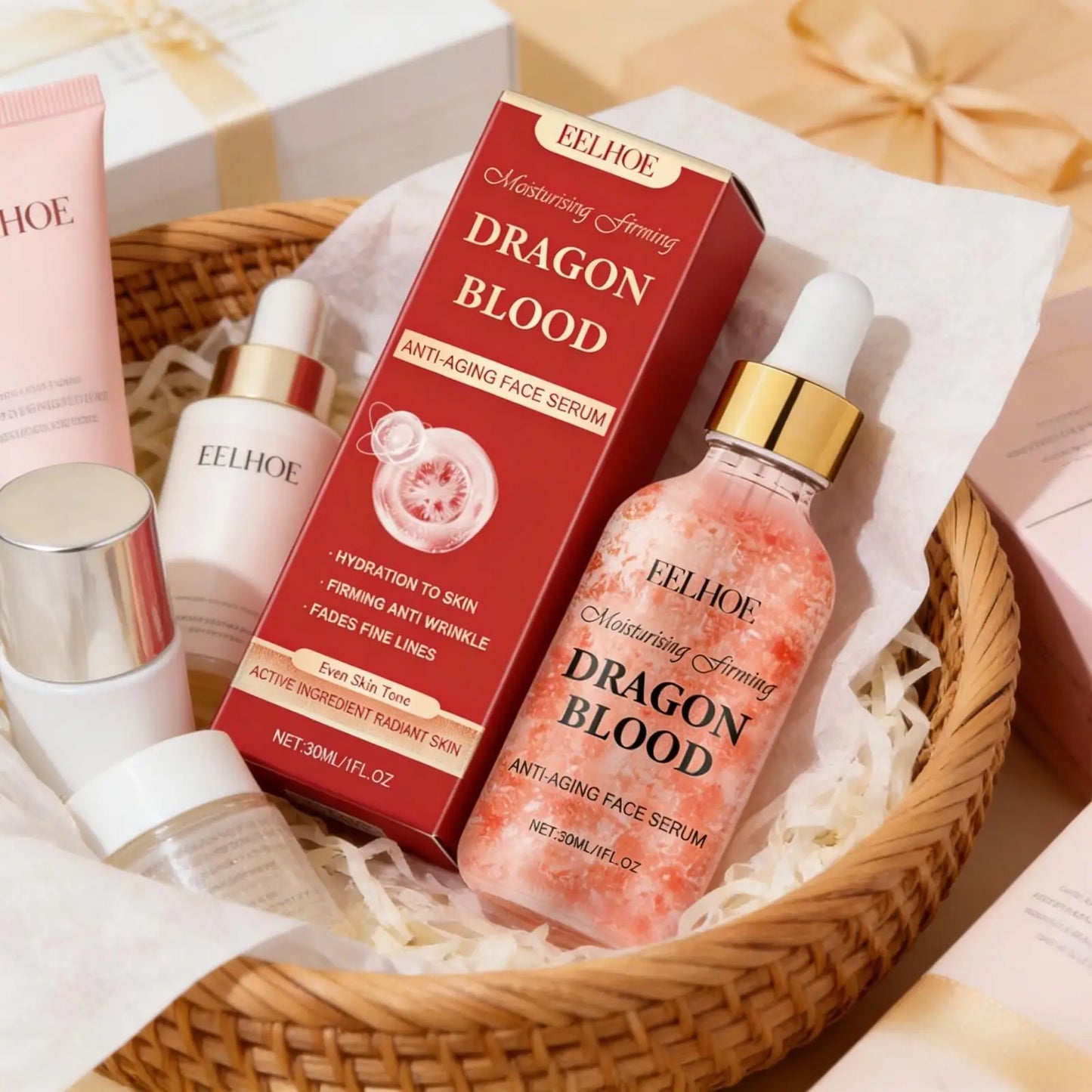 EELHOE Dragon Blood Serum Firm Skin Tightening Moisturizing Facial Rejuvenation Deep Hydration Face Care Anti-Wrinkle Serum 30ml