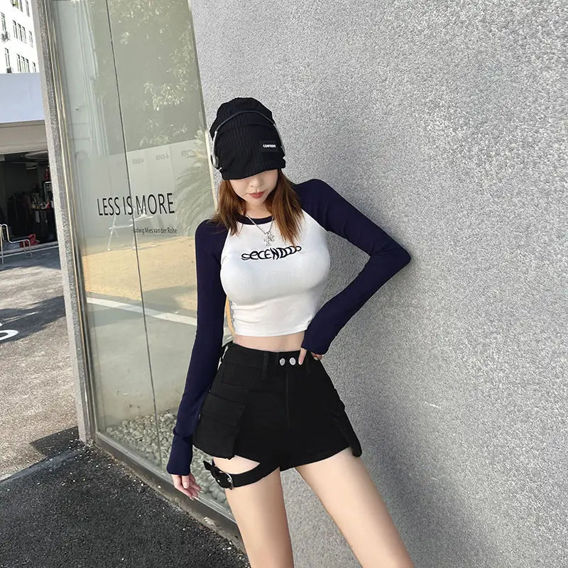 High Waisted Cargo Shorts Khaki Chic Pockets Jeans Shorts Sexy Girl Summer Clothes for Women