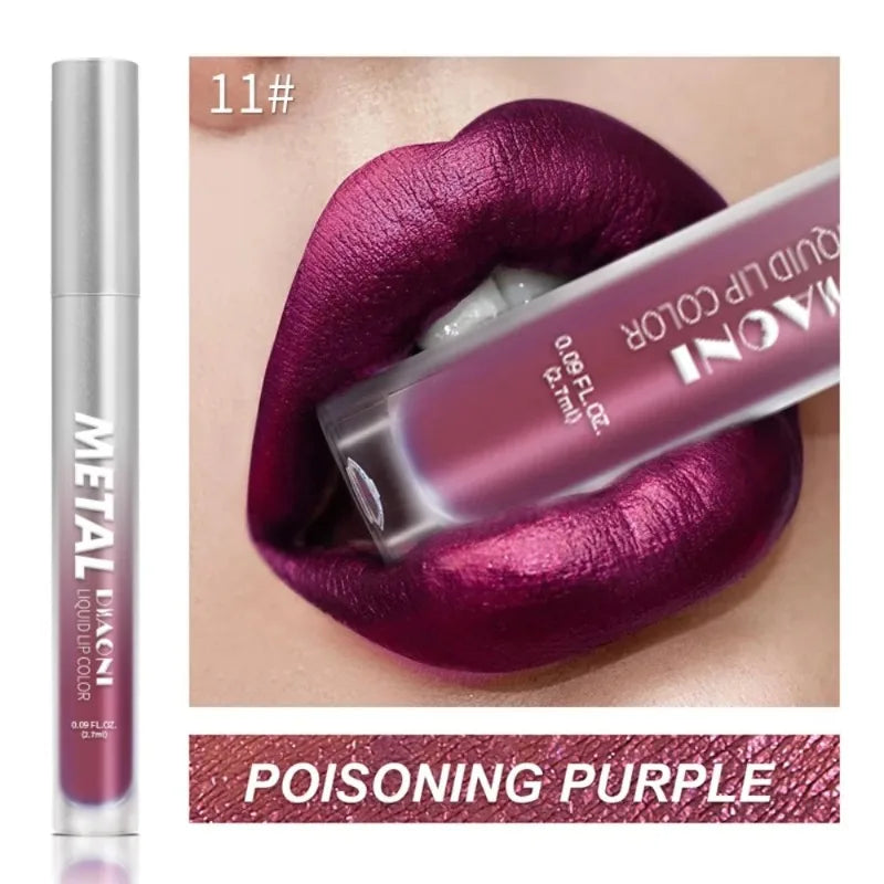 The 12-Color Metallic Shimmer Lip Gloss Set