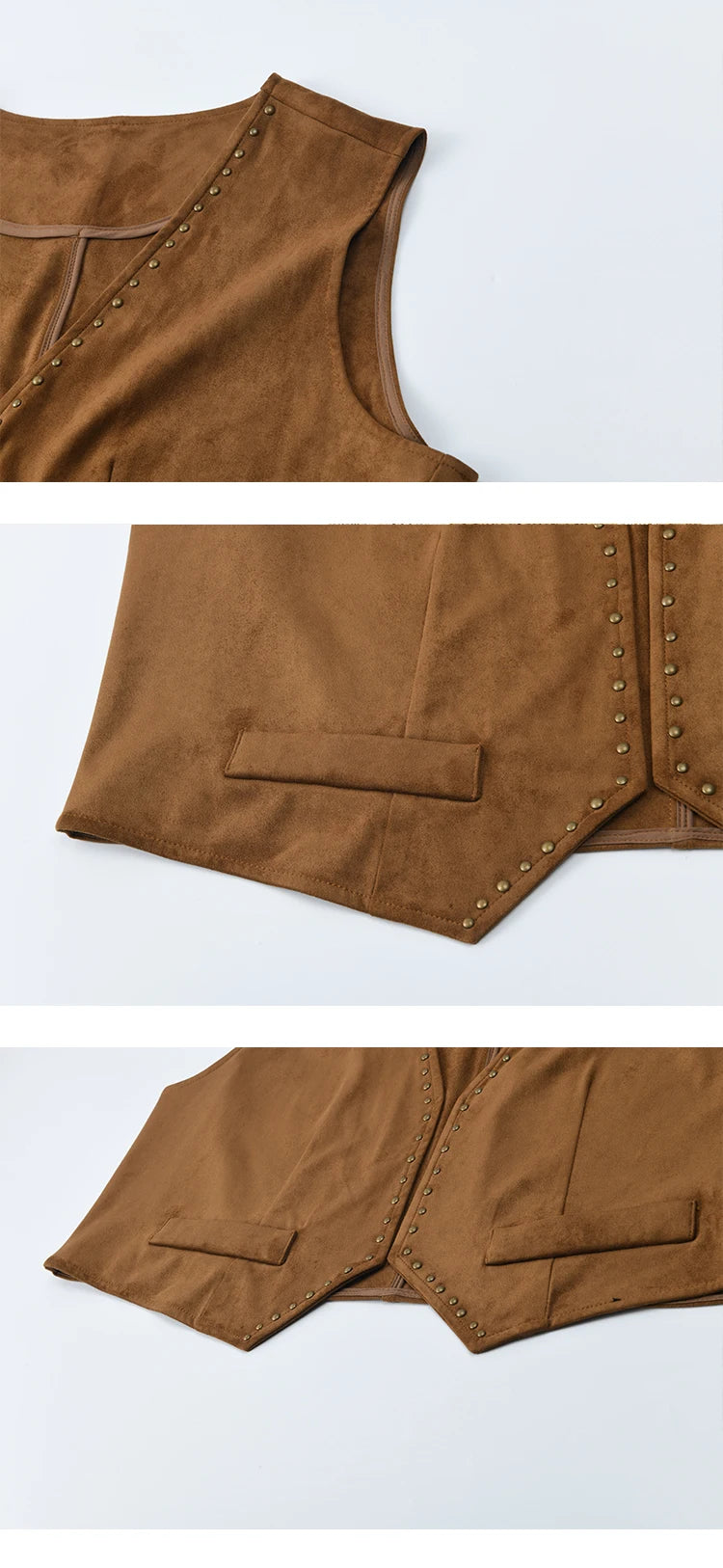 MISHOW Suede Vest Jacket for Women 2025 Autumn French Vintage Sleeveless Thin Vest Coat Rivet Design V-neck Vests MXE46W0863