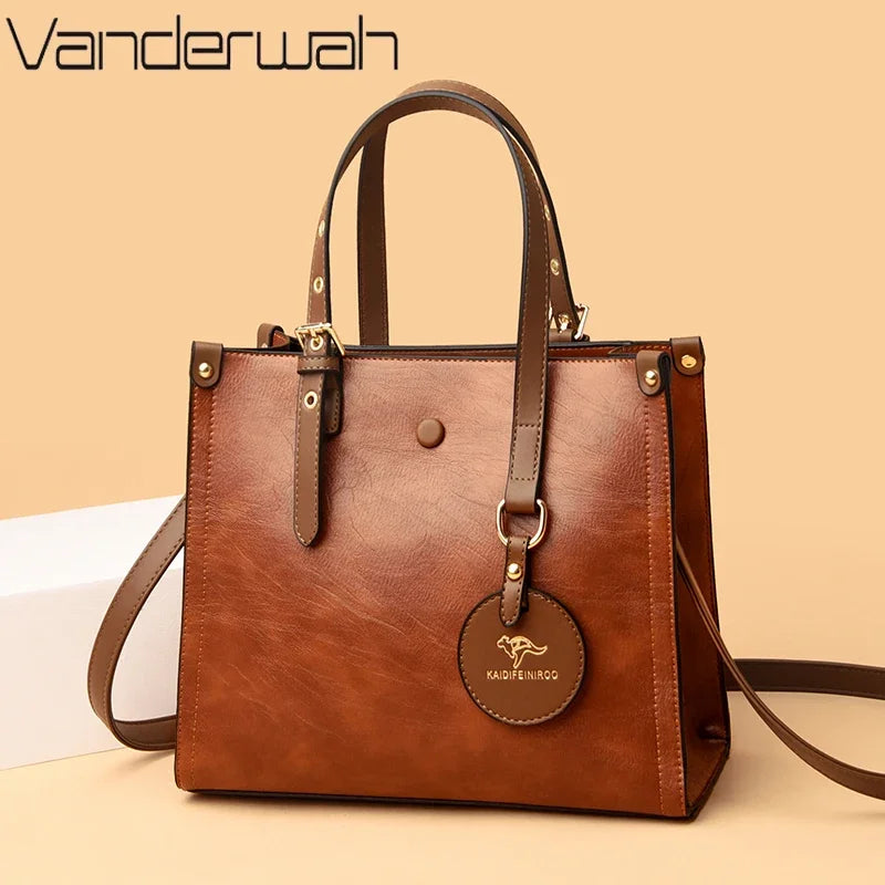 The 3-Layer Vintage Leather Tote