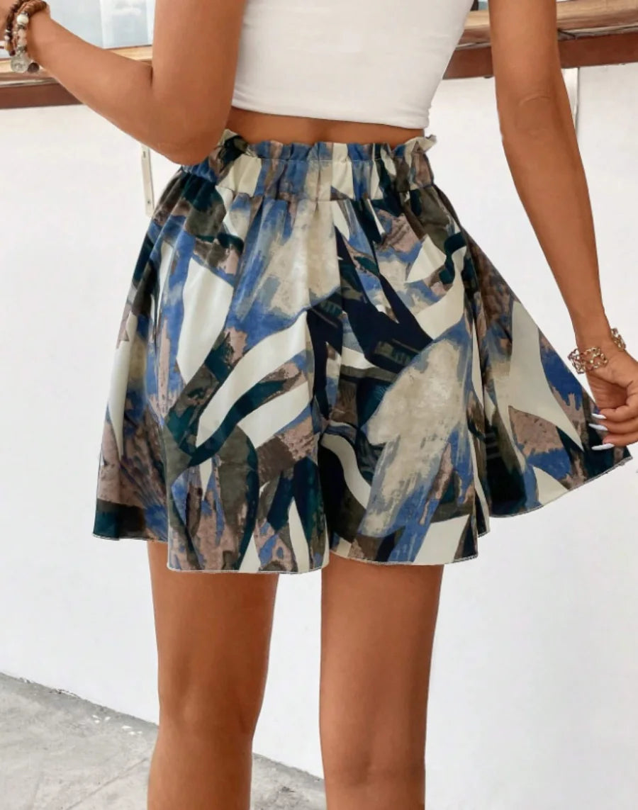 The Abstract Print Ruffle Skort