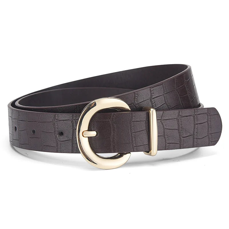 The Alligator Pattern Gold Buckle Belt