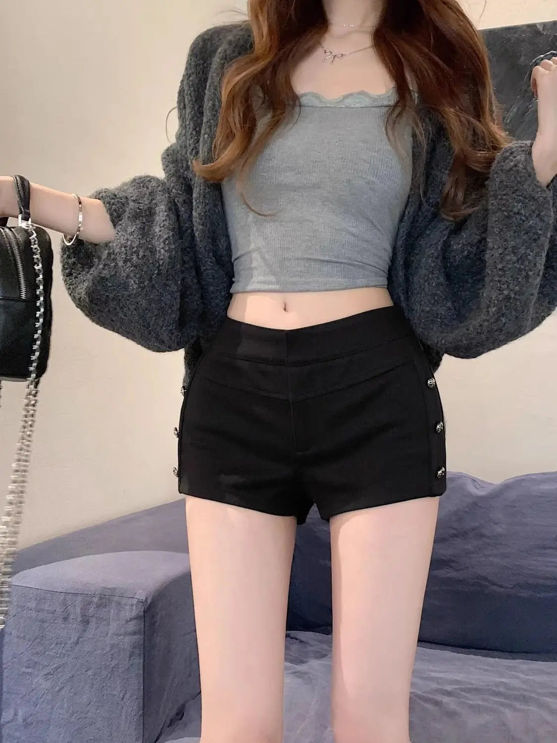 Female Short Pants Black Booty Skinny Willow Ding Women's Shorts Flowy Streetwear Korean Style Elegant Hot Comfy Youthful Jorts
