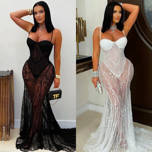 The Sheer Lace Maxi Gown