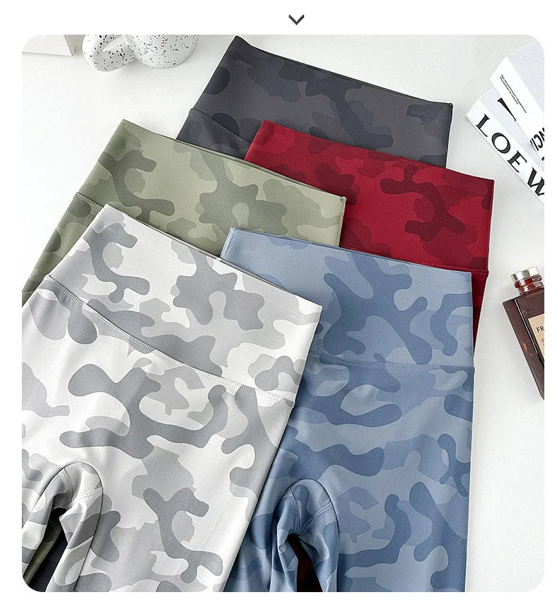 BIVIGAOS Spring Summer New Seamless Camouflage Sharkskin Leggings Women Fashion High Waist Casual Sports Tights Fitness Leggings