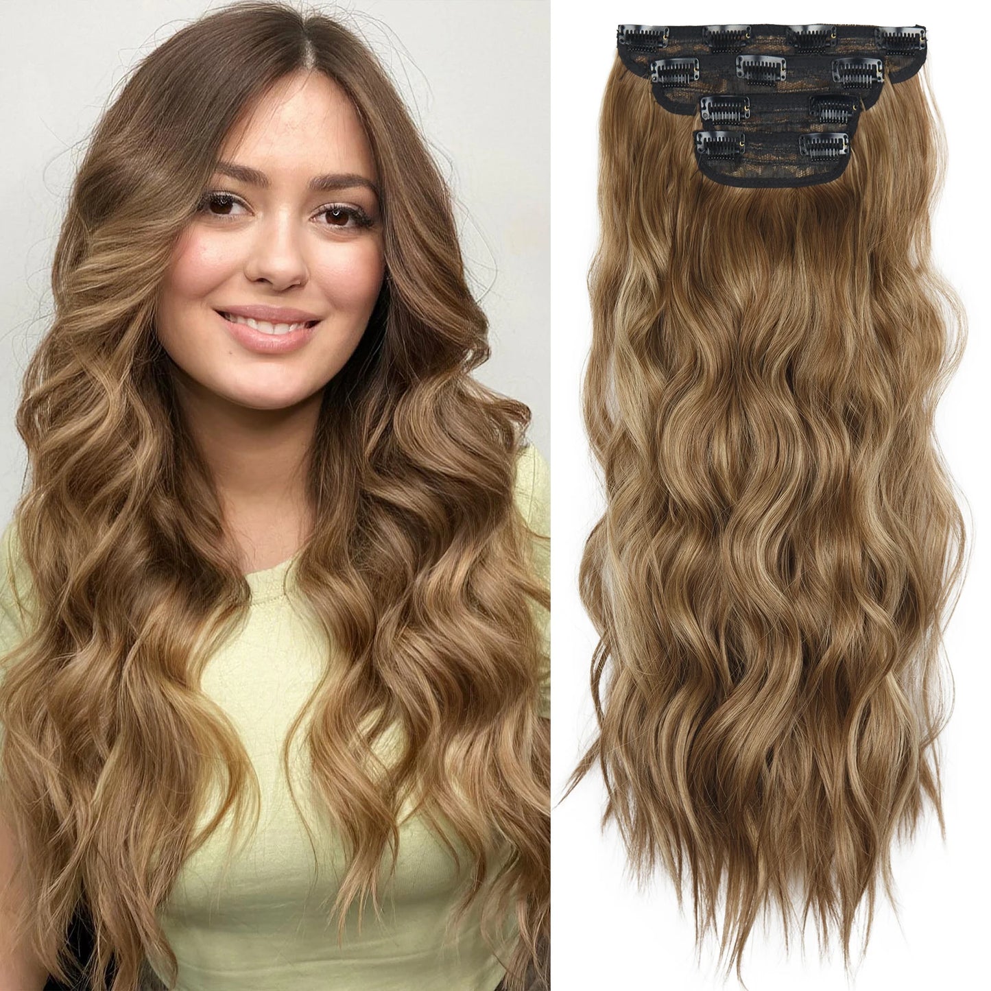 The 20-Inch Long Wavy Clip-In Hairpiece Set (4pcs)