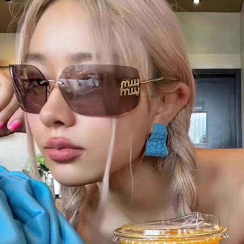 The Vintage Rimless Curved Lens Sunglasses