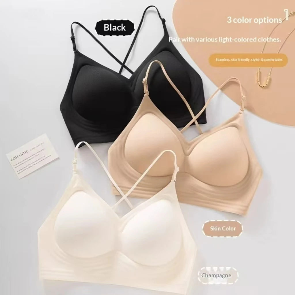 Women's Back-Enhancing Summer Bra: Thin-Strapped, Pushing-Up, Backless, Seamless, Neck-Hook, Modest, Sexy and Comfortable Bra