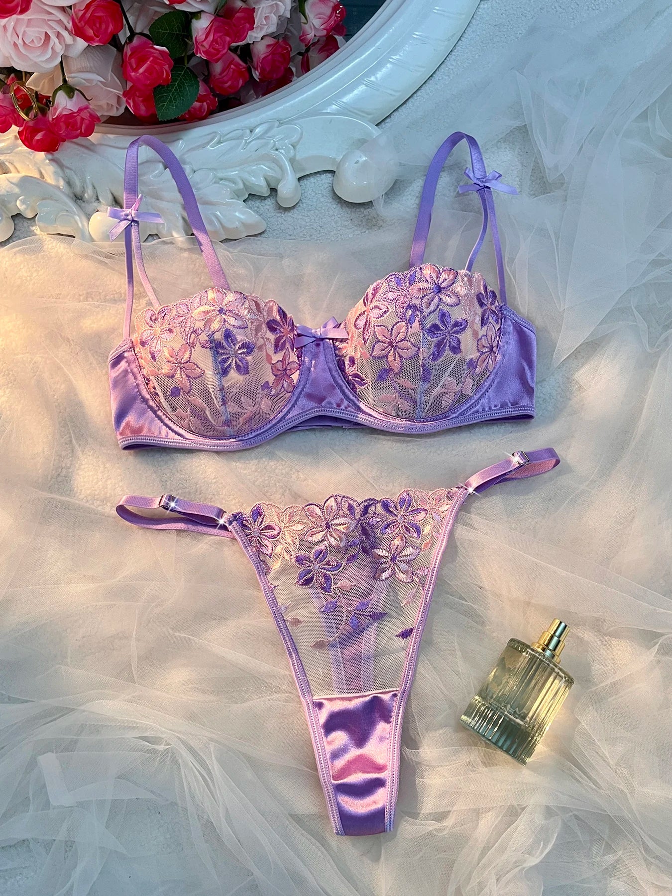 Valentine's Eve Light Purple Danube Group Ladies Sexy Lingerie Bra Women's Suit - the Temptation of a Seductive Night