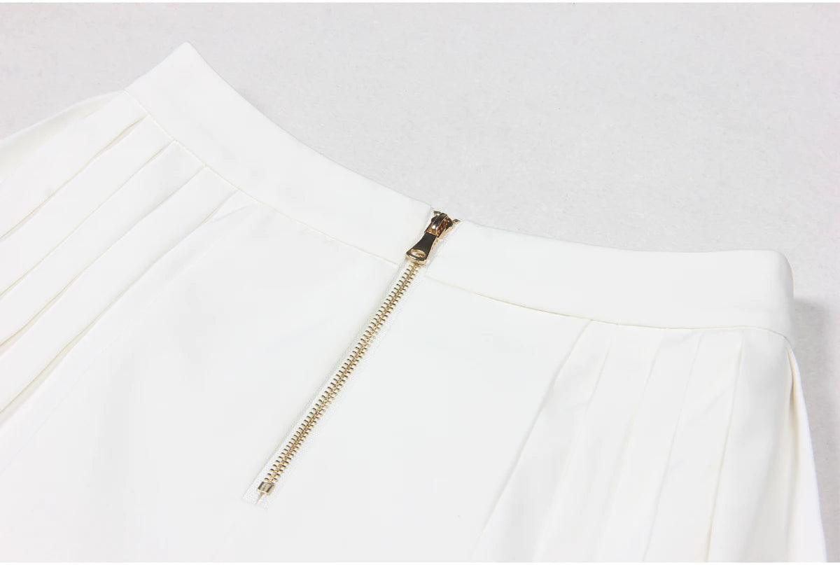S-xl Black And White High-quality Fashionable Solid Color New Side Pleated Double Row Button Casual Commuting Women Short Skirt