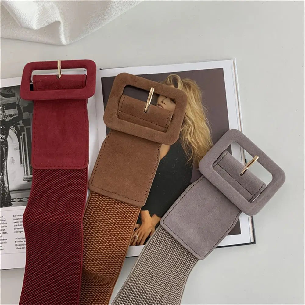 The Stretch Wide Waist Metal Buckle Belt