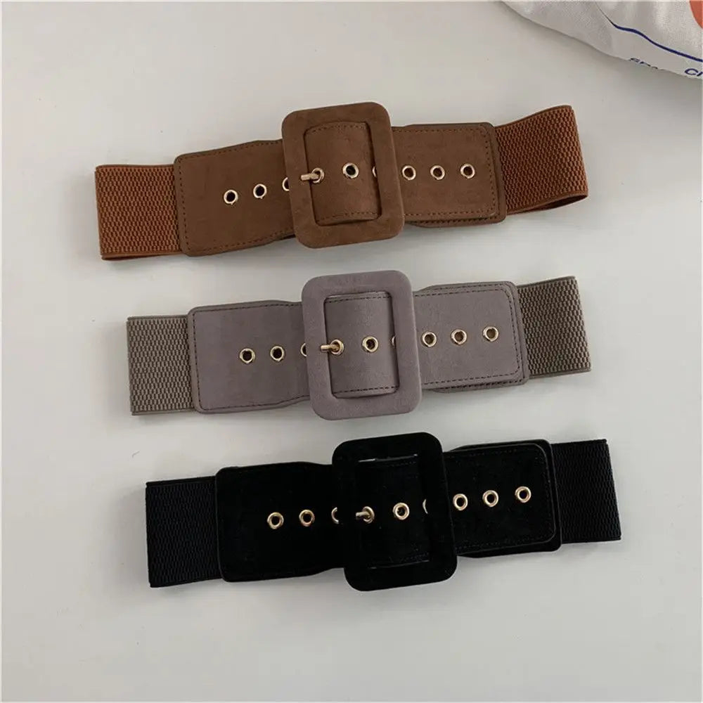 The Stretch Wide Waist Metal Buckle Belt