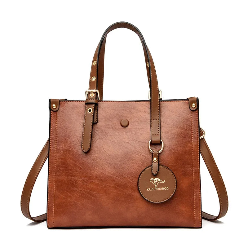 The 3-Layer Vintage Leather Tote