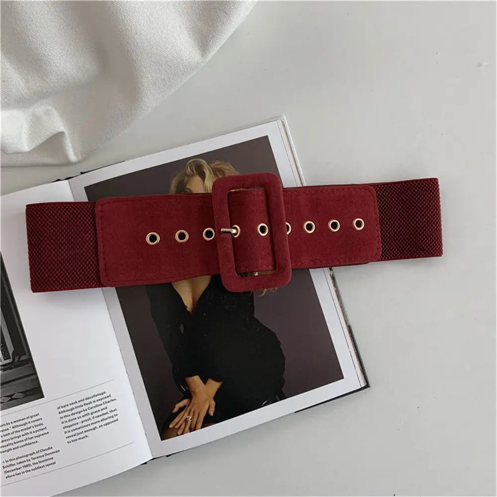 The Stretch Wide Waist Metal Buckle Belt