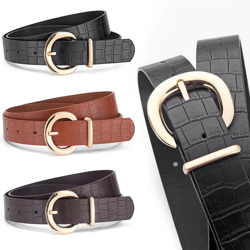 The Alligator Pattern Gold Buckle Belt