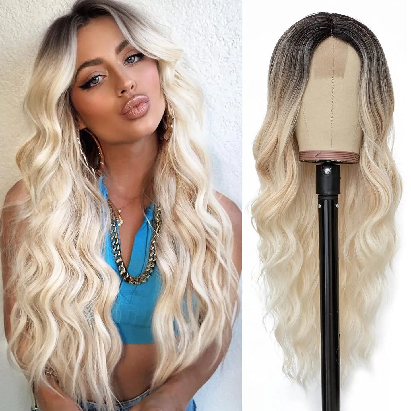 The 26-Inch Middle Part Lace Wavy Wig