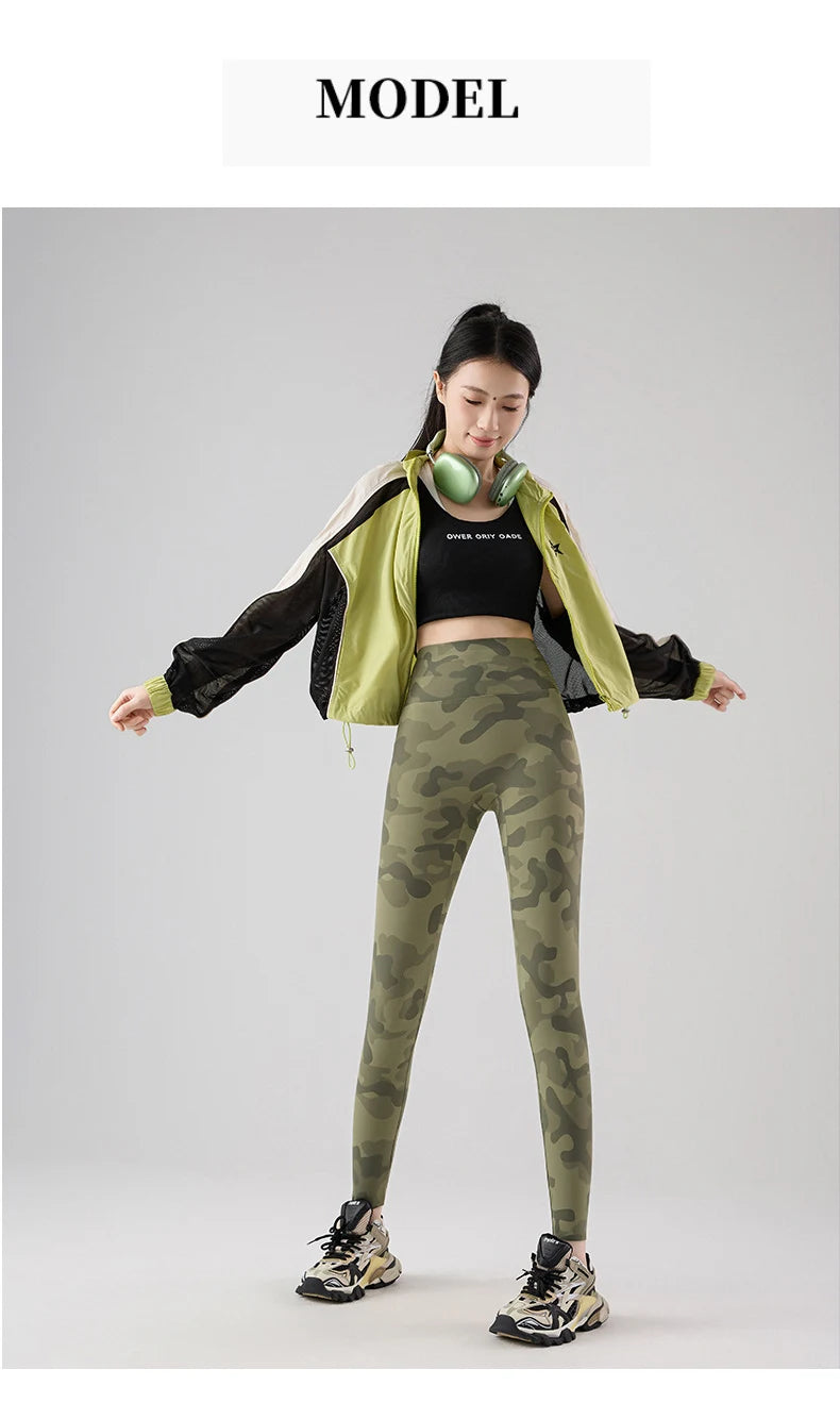 BIVIGAOS Spring Summer New Seamless Camouflage Sharkskin Leggings Women Fashion High Waist Casual Sports Tights Fitness Leggings