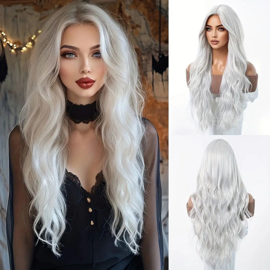 The Silver White Wavy Long Synthetic Wig