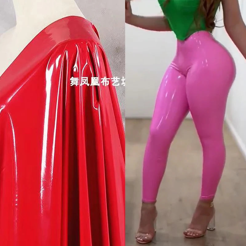 Women Wet Look Seamless Faux Leather Leggings Skinny High Waist Sexy Slim Patent Leather Bodycon Pencil Pants Fashion Custom