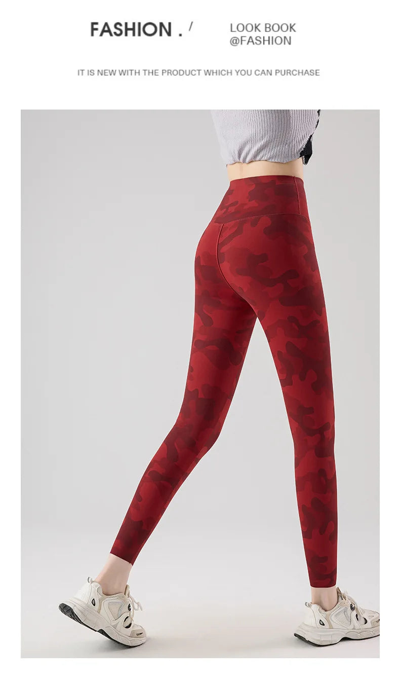 BIVIGAOS Spring Summer New Seamless Camouflage Sharkskin Leggings Women Fashion High Waist Casual Sports Tights Fitness Leggings
