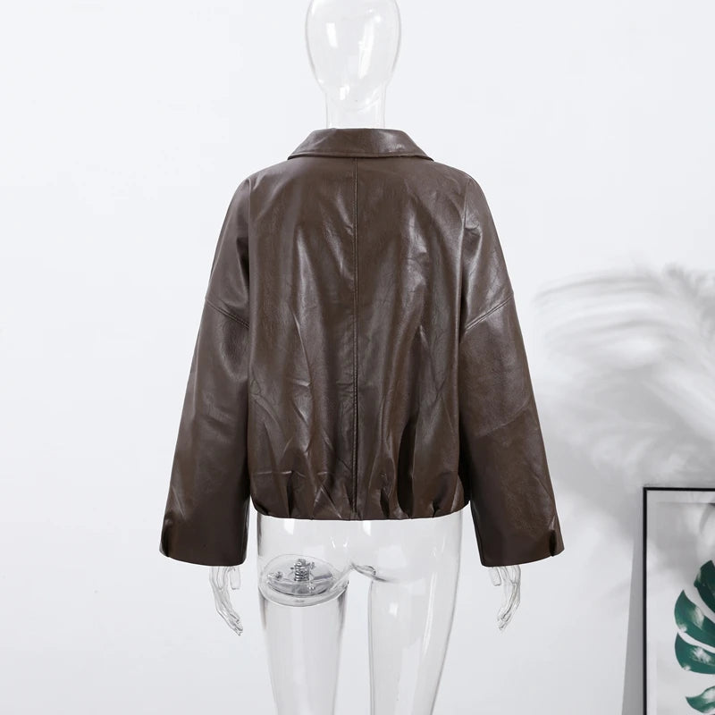 The Belted PU Bomber Jacket