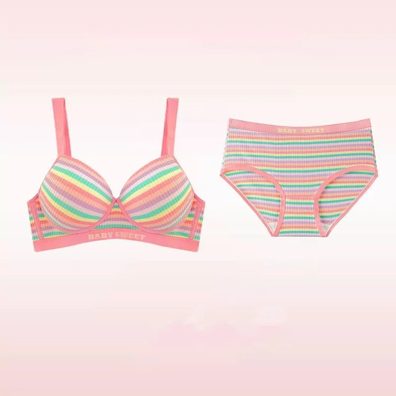 Sexy Bra for Women Tops Dopamine Rainbow Girl Seamless Bra Steel Ring Free Underwear Lingerie Bralette