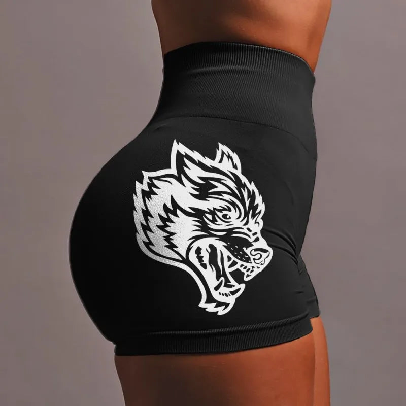 Wolf head three-piece pants high-elastic seamless yoga pants women's high-waisted sports fitness hip-up shorts