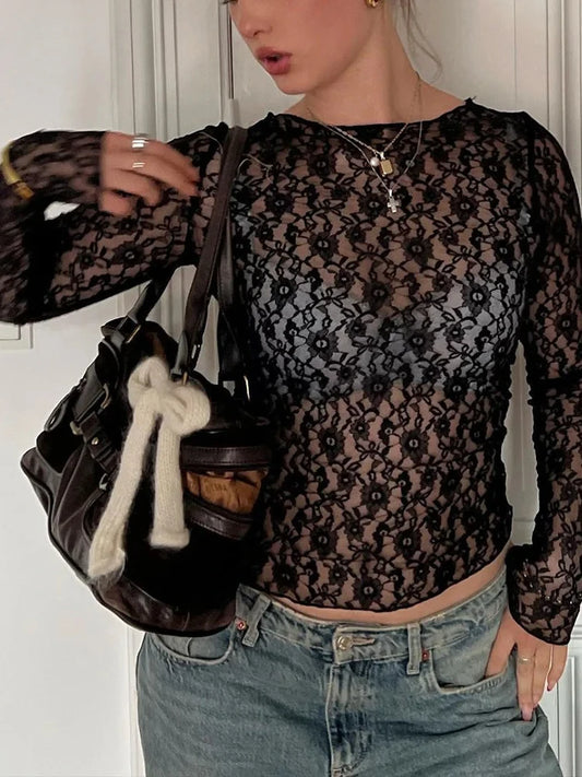 The Sheer Lace Crop Top