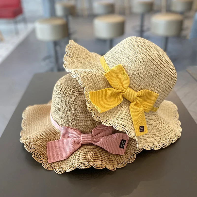 The Wide Brim Lace Straw Hat & Bag Set