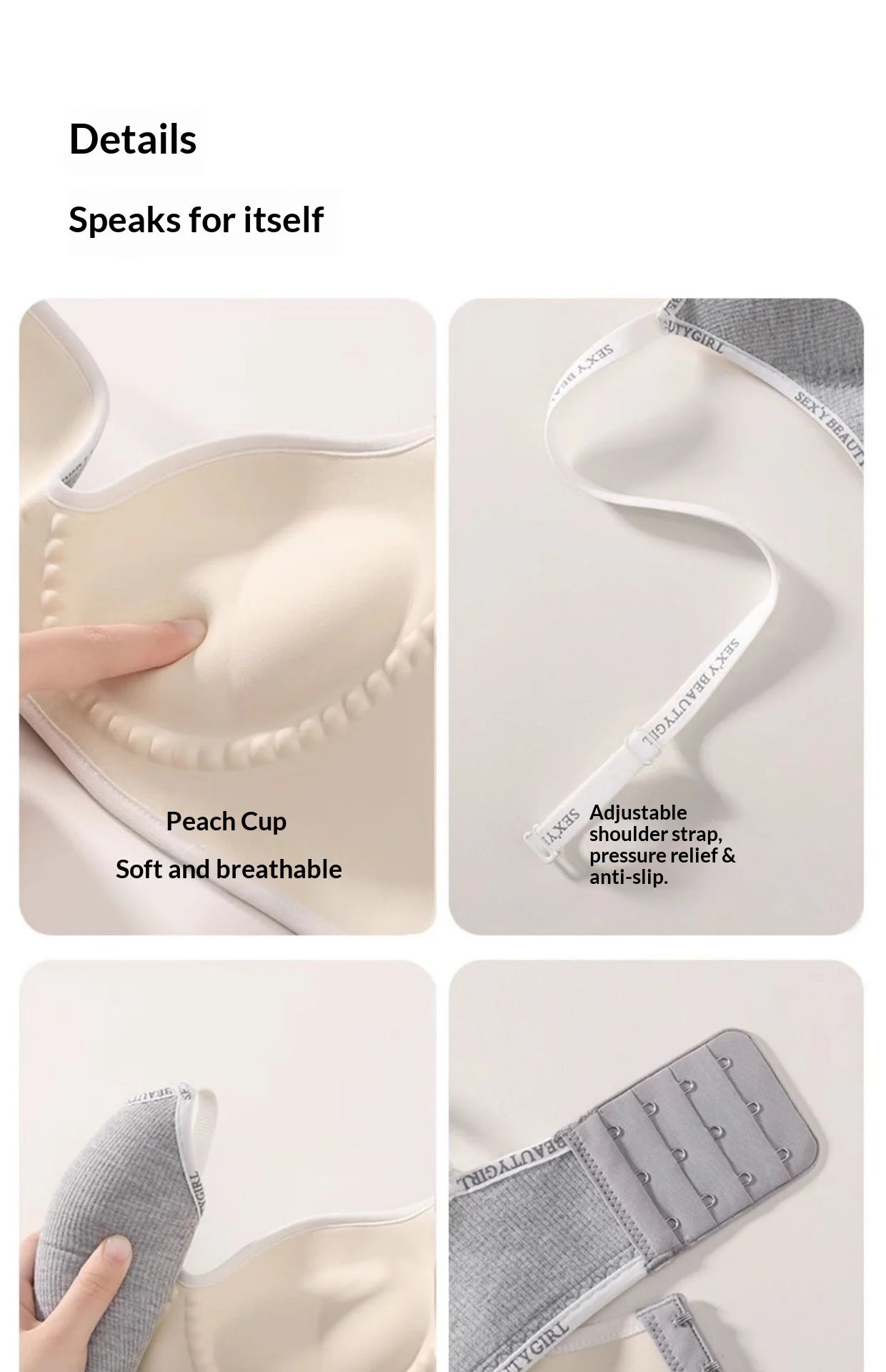 Women's Push-Up Bra for Enhanced Appearance Spring/Summer Wire-Free Soft Support Bra with Anti-Sagging Design Strapless Bra