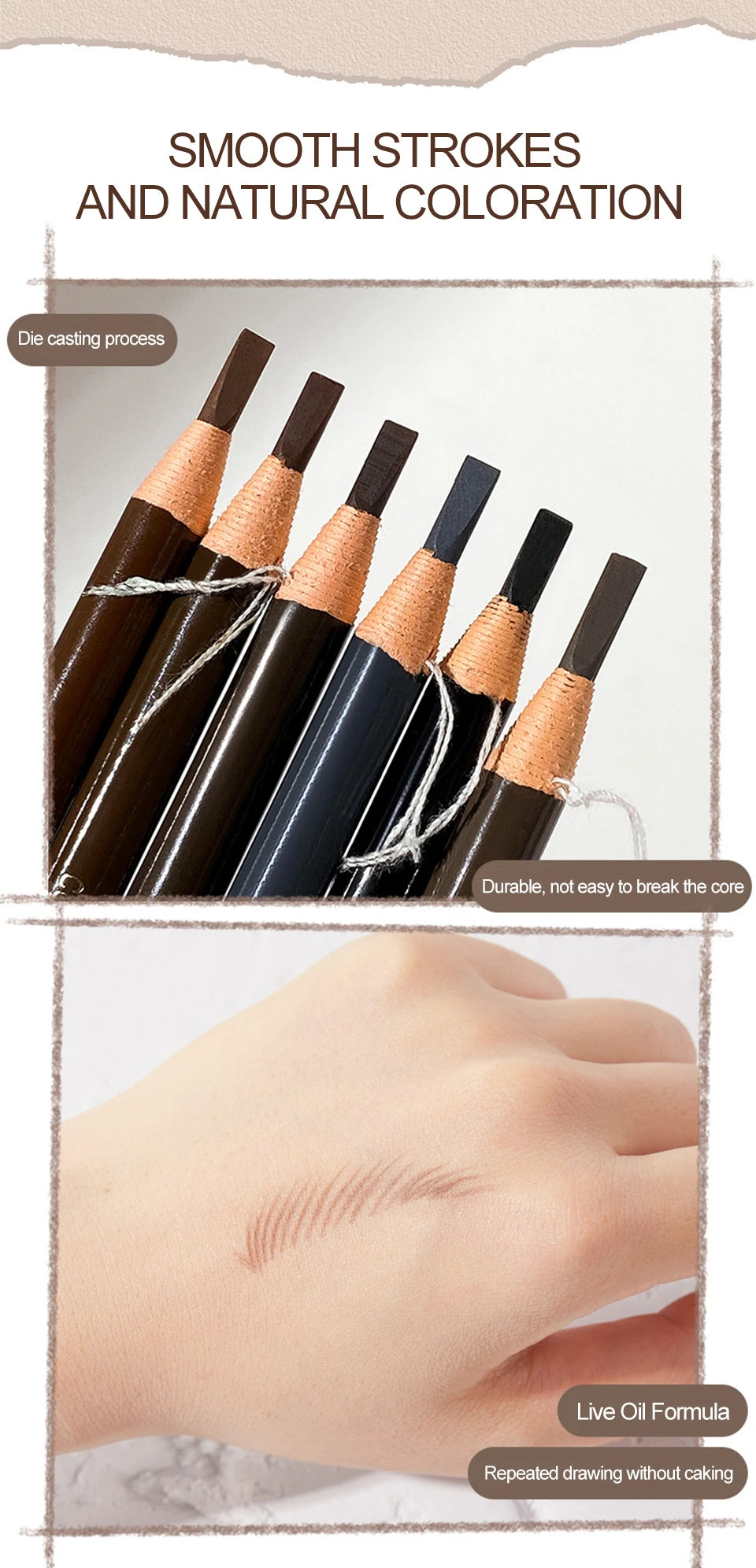 The 6-Color Waterproof Brow Pencil