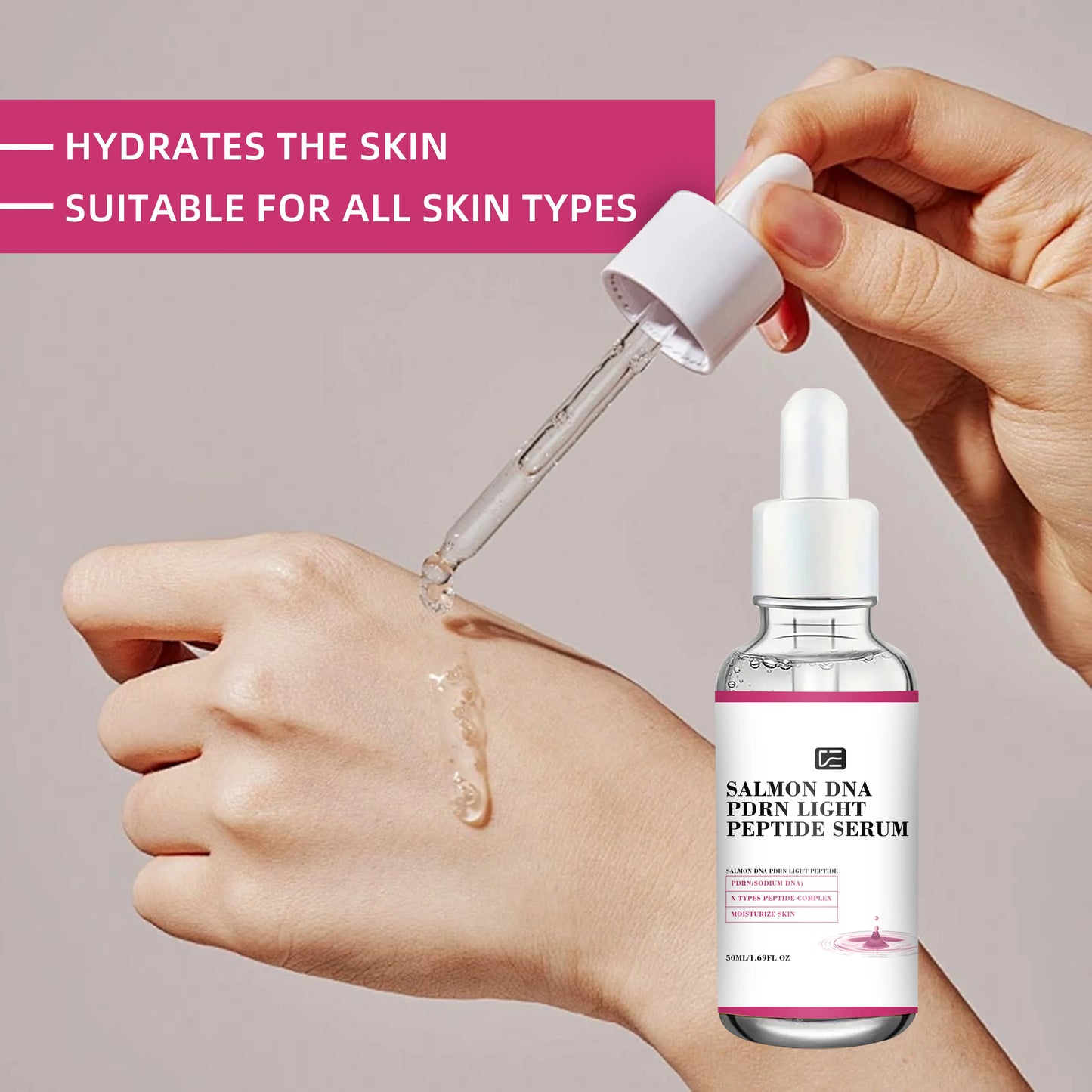 SALMON DNA PDRN LIGHT PEPTIDE SERUM: Lightweight Hydrating, All Skin Types, Sensitive-Safe, Ideal for Daily Routine